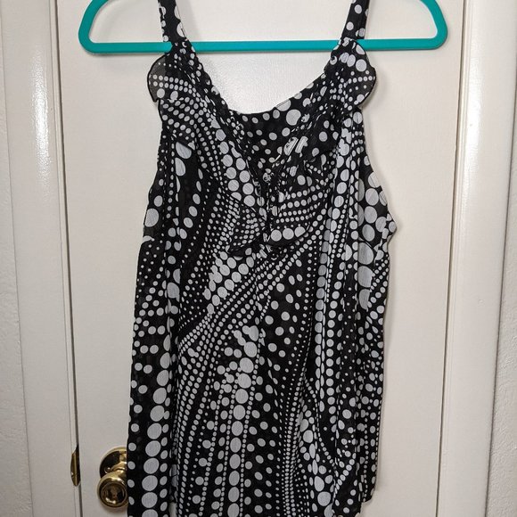 Semi Sheer black & white polka dot tank - Picture 1 of 3